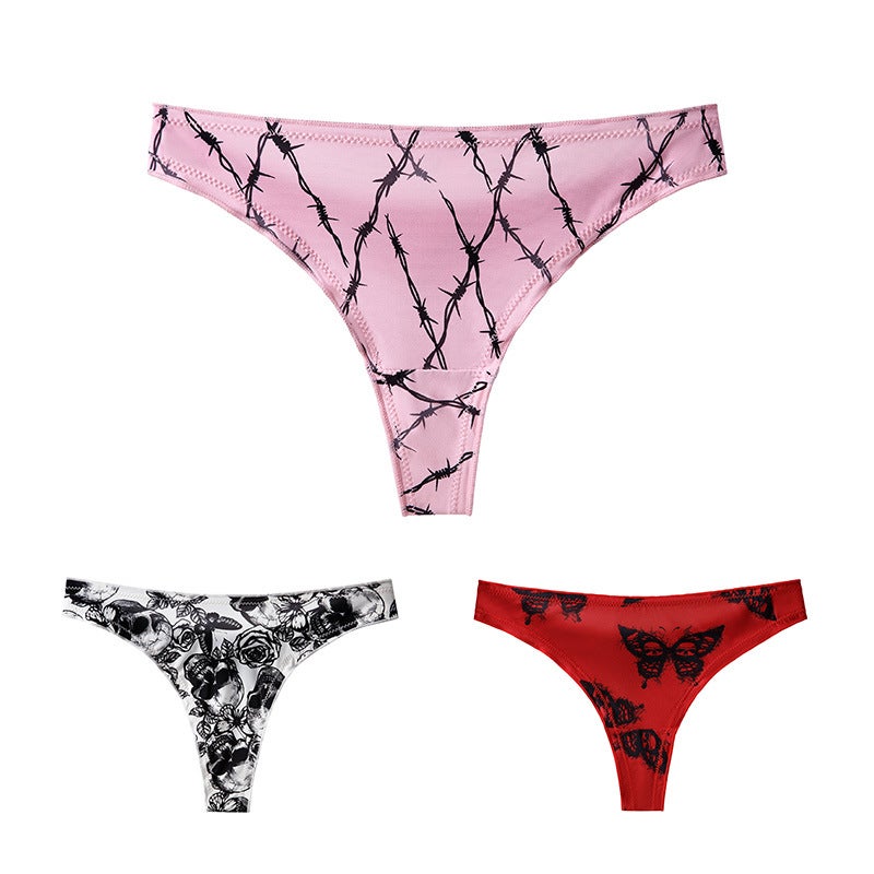 Ice Silk Women'S Thong Low Waist Seamless Breathable High Stretch Printed Bikini Girl T Pants - Image 5